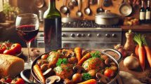 Receta: Pollo guisado al vino