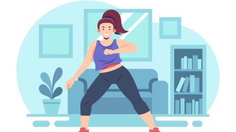 mujer en dibujo haciendo ejercicio