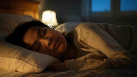 mujer descansa en su cama por buenos habitos de sueño