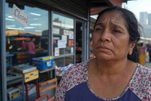 Mujer representa su preocupacion por el impacto del conflicto entre Trump y Petro en la economía colombiana