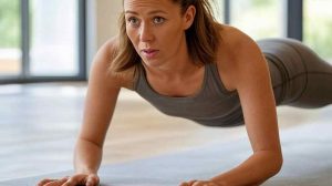 imagen de mujer haciendo planchas de abdominales