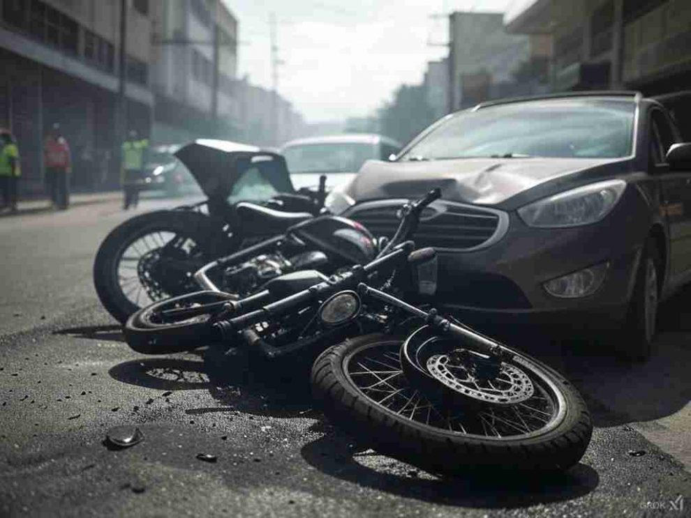 Choque entre moto y vehículo en la avenida Los Cedros