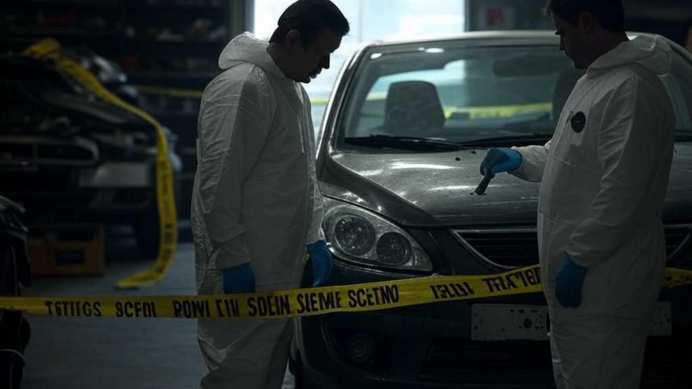Mecánico asesinado. Escena del crimen recreado con AI