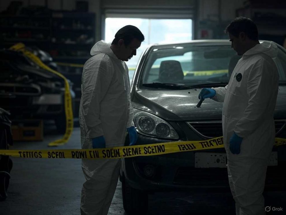 Mecánico asesinado. Escena del crimen recreado con AI