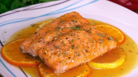 Salmón en salsa de naranja