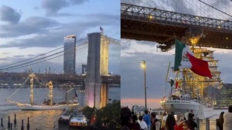 Buque escuela de México chocó en Brooklyn