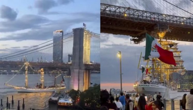 Buque escuela de México chocó en Brooklyn