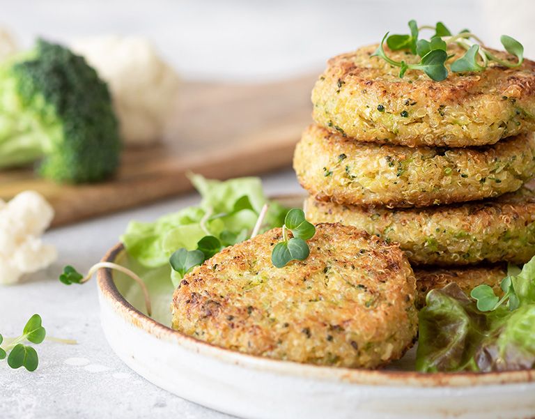 hamburguesas de quinoa y brócoli