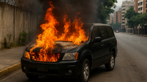incendio de vehículo en la calle