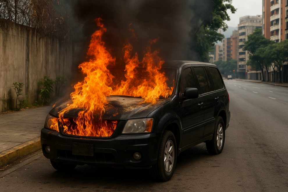 incendio de vehículo en la calle