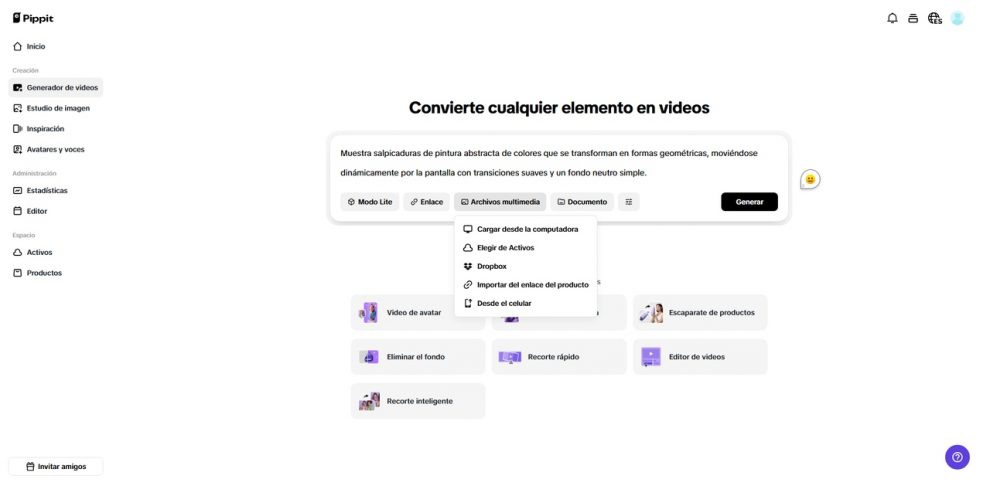 Crear tomas en cámara rápida o cámara lenta con creador de videos con IA