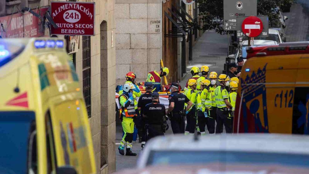 Derrumbe parcial de edificio en Madrid
