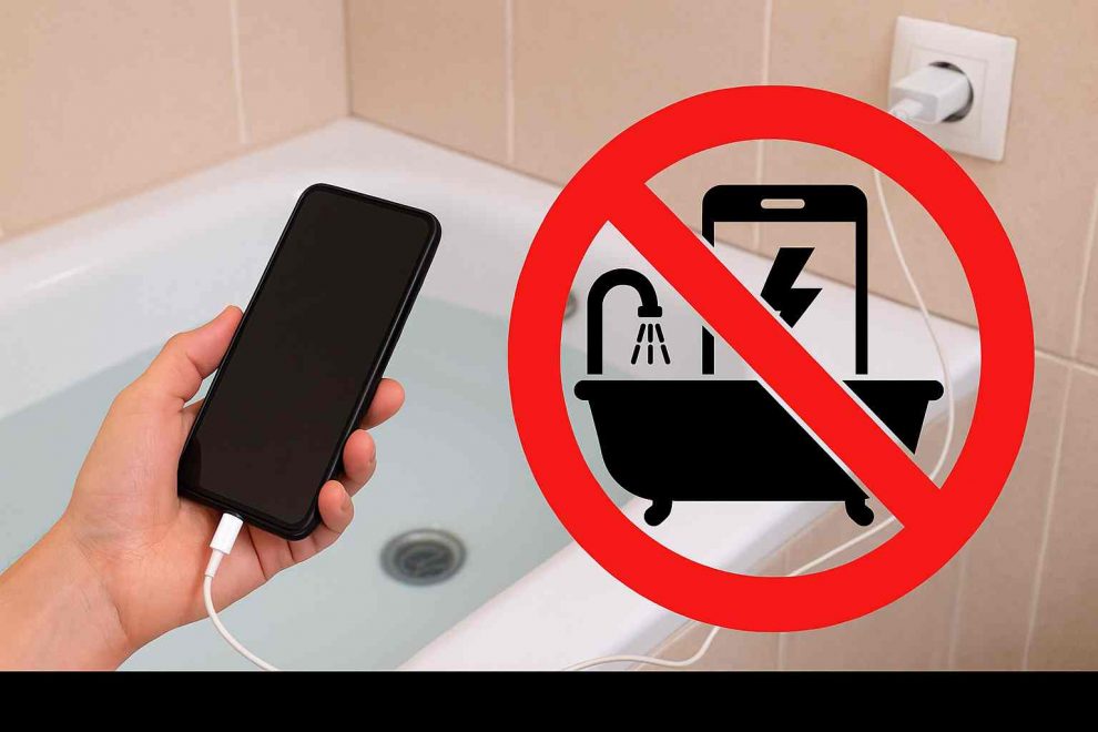 Murió electrocutada por usar el celular en la bañera