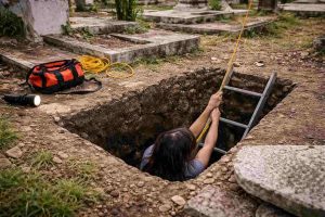 mujer fue rescatada tras caer en la fosa de un cementerio en Naguanagua