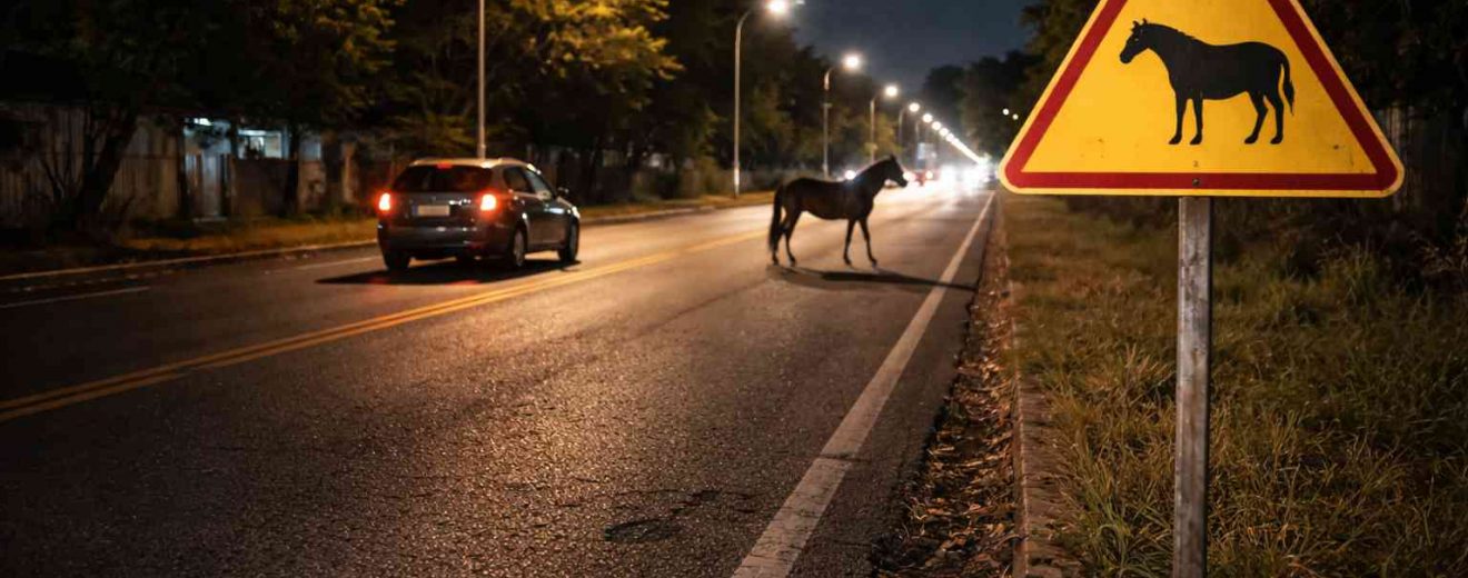 Colisión entre un vehículo y un caballo en Maracay