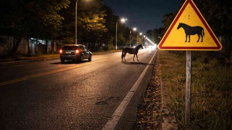 Colisión entre un vehículo y un caballo en Maracay