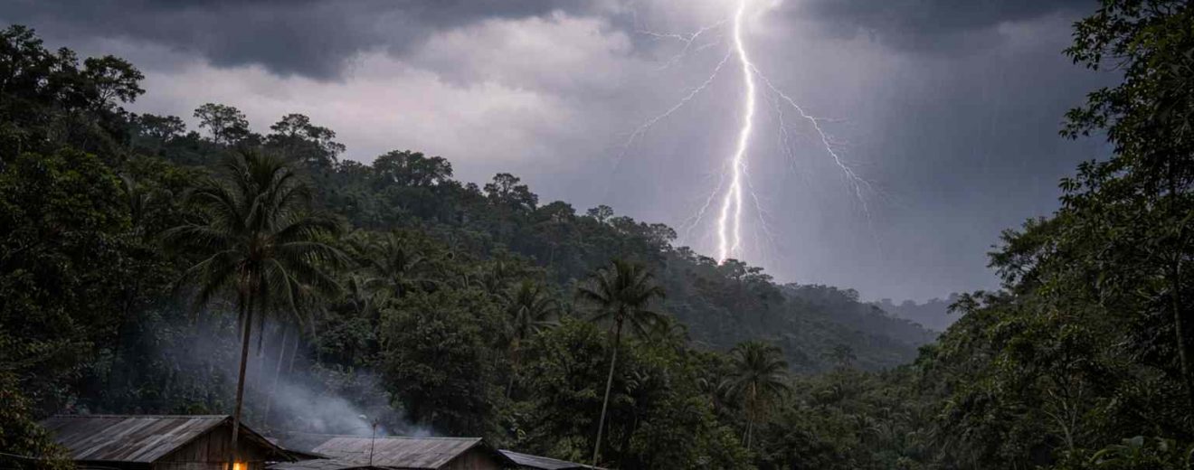 Tormenta en Amazonas con rayos