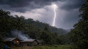 Tormenta en Amazonas con rayos