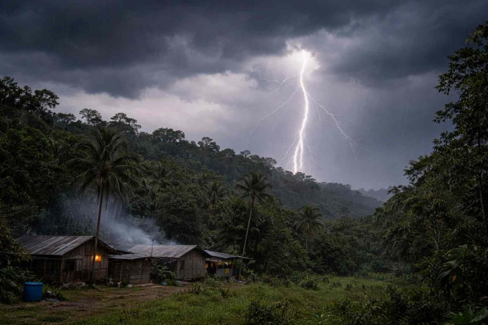 Tormenta en Amazonas con rayos