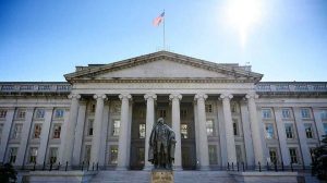 Fachada del departamento del tesoro en estados unidos