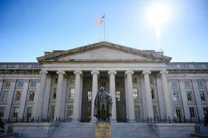 Fachada del departamento del tesoro en estados unidos