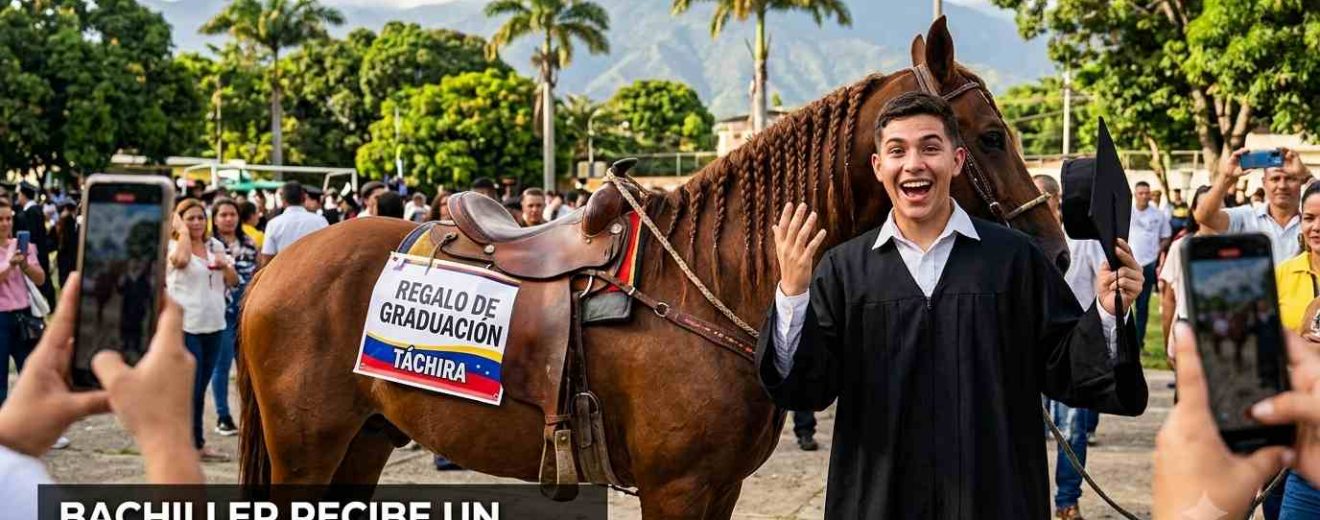 Bachiller recibe un caballo de graduación en Táchira y su reacción se hace viral