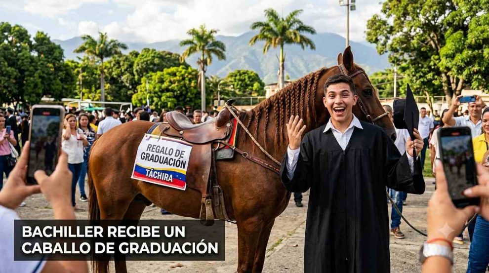 Bachiller recibe un caballo de graduación en Táchira y su reacción se hace viral