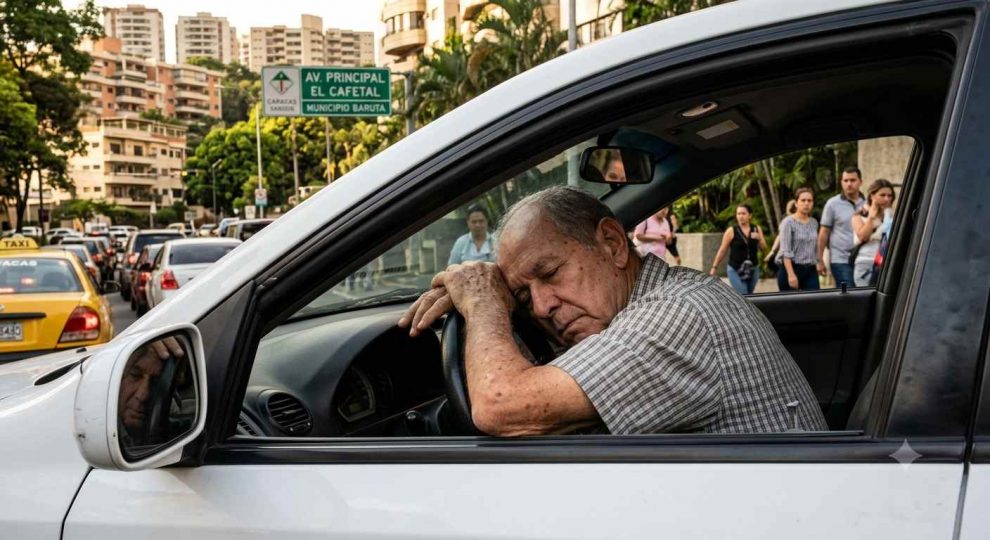 Adulto mayor dormido en vehículo en El Cafetal genera críticas por actuación policial