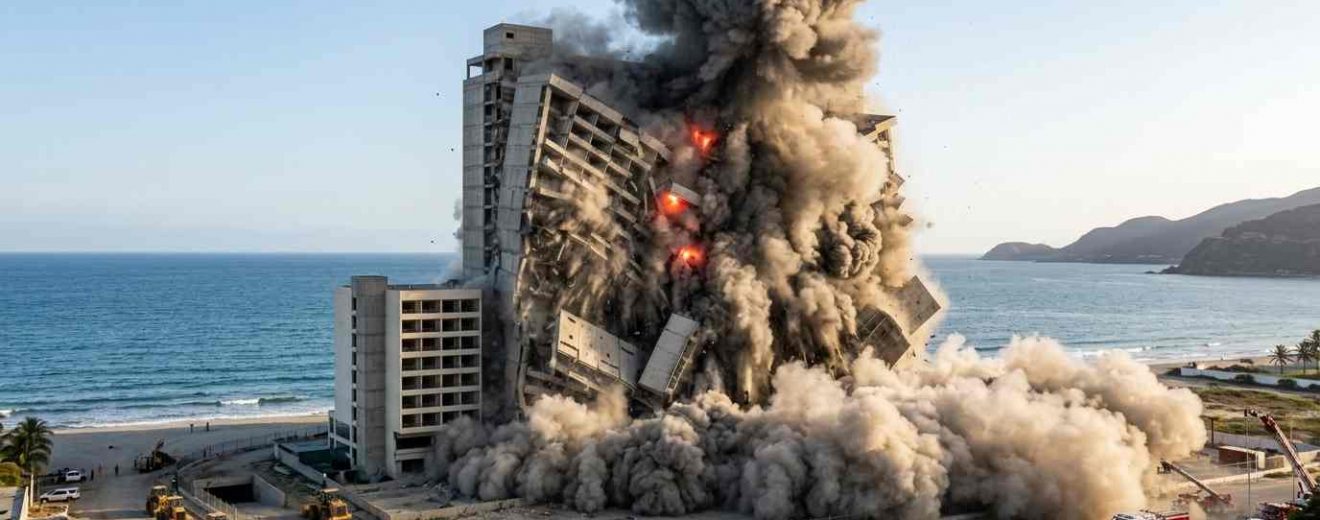 Demolición controlada de un edificio