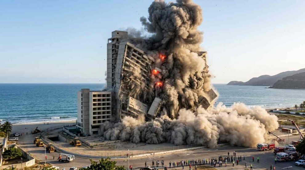 Demolición controlada de un edificio