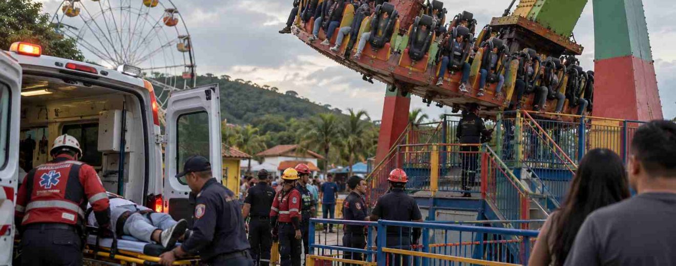 Falla mecánica en parque de atracciones