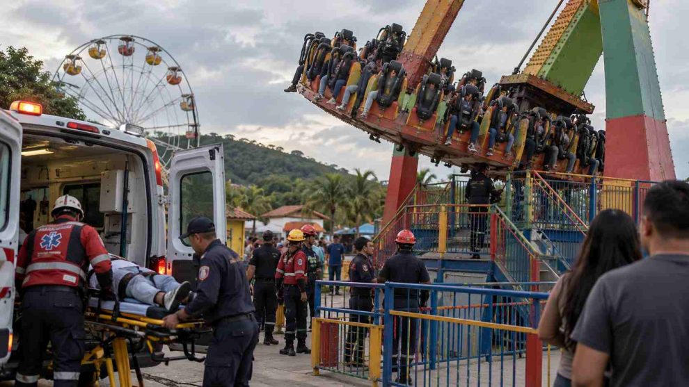 Falla mecánica en parque de atracciones