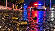 suceso. Casquillos bajo luces policiales-
