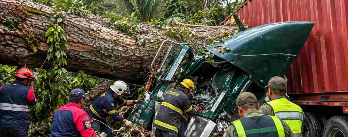 Árbol cayó sobre gandola
